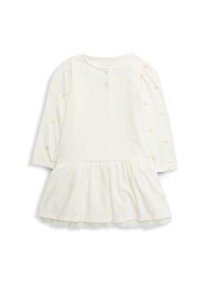 Little Girl’s 2-Piece Shirt & Dropped Waist Dress Set商品第2张图片规格展示
