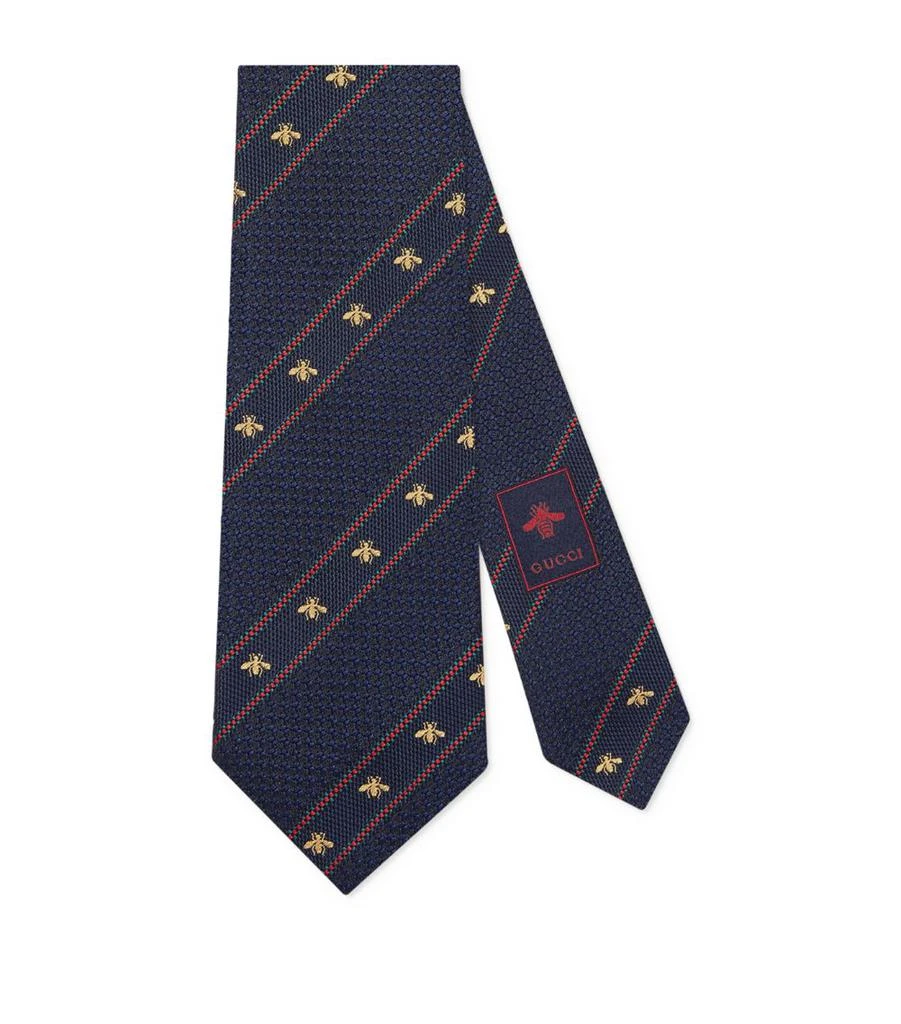 商品Gucci|Silk Bee Web Stripe Tie,价格¥2163,第1张图片