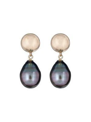 商品BELPEARL|14K Yellow Gold & 10-11MM Tahitian Pearl Drop Earrings,价格¥1671,第1张图片