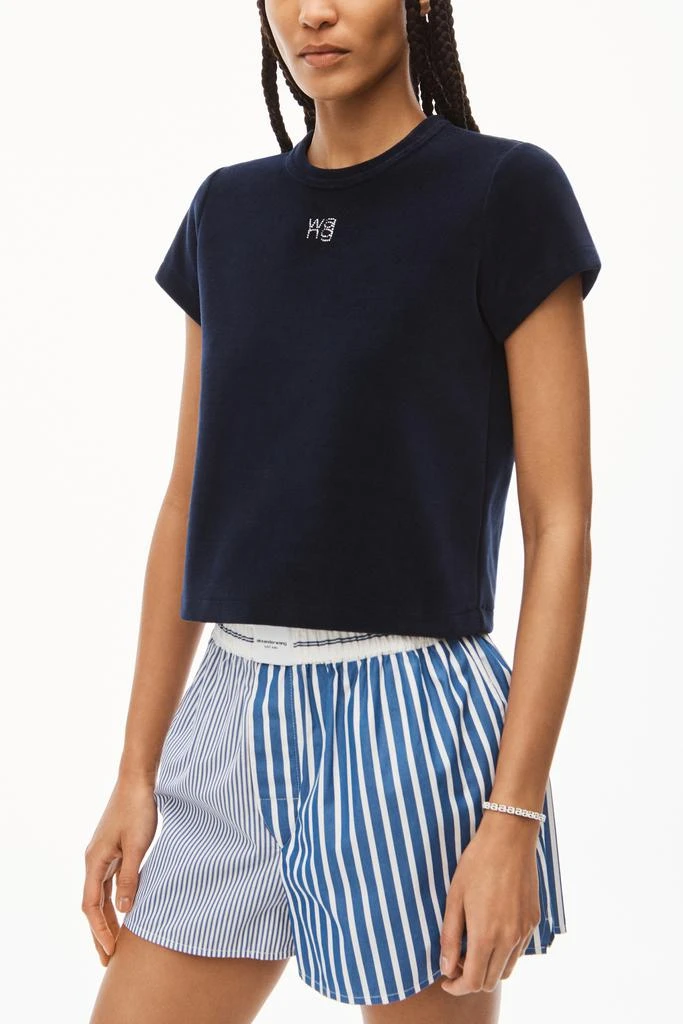 商品Alexander Wang|SHORT-SLEEVE HOTFIX LOGO TEE IN VELOUR,价格¥858,第4张图片详细描述