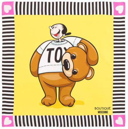 Moschino莫斯奇诺  橄榄玩具熊方块围巾 - 黄色商品第1张图片规格展示