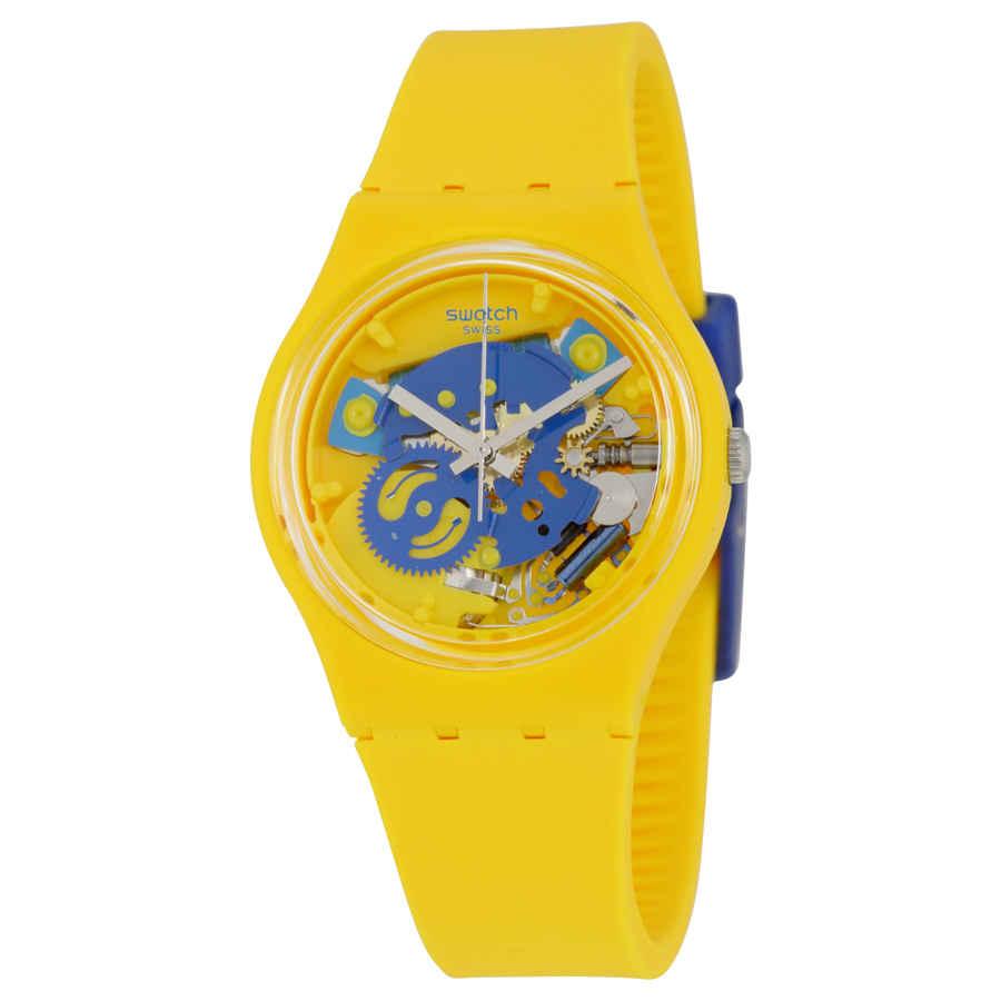 Poussin Skeleton Dial Yellow Silicone Ladies Watch GJ136商品第1张图片规格展示