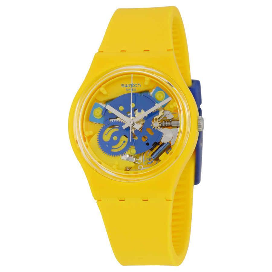 商品Swatch|Poussin Skeleton Dial Yellow Silicone Ladies Watch GJ136,价格¥417,第1张图片