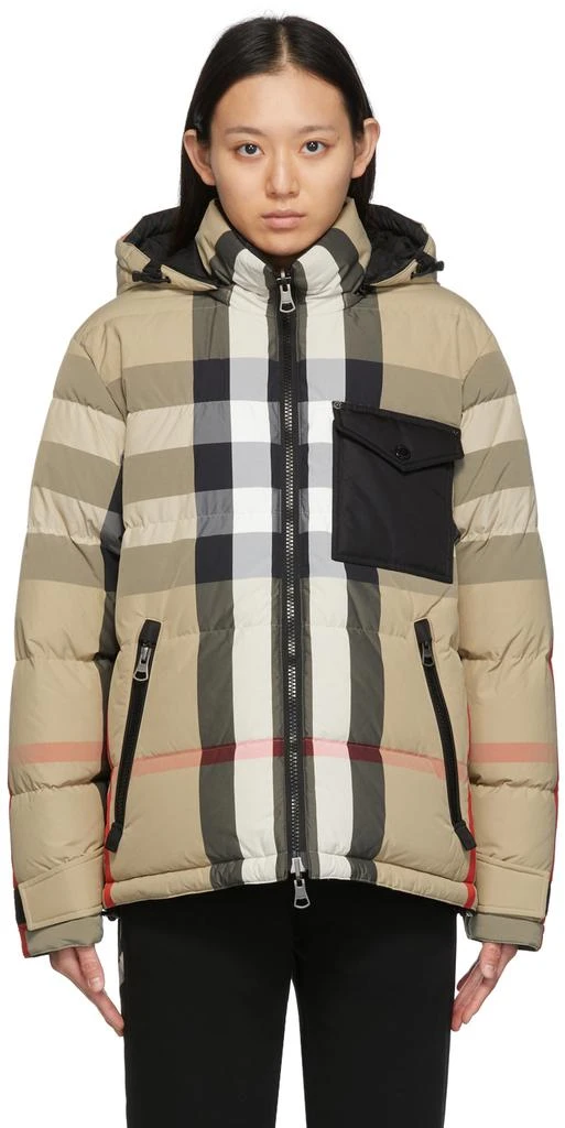 商品Burberry|Reversible Beige Vintage Check Down Jacket,价格¥15809,第1张图片