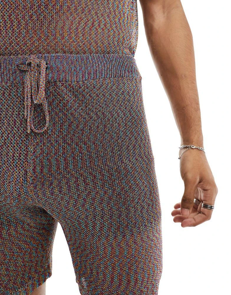 商品ASOS|ASOS DESIGN knitted metallic mesh shorts in multi,价格¥234,第5张图片详细描述
