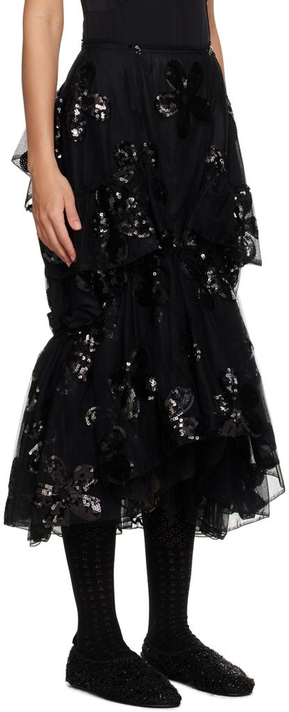 Black Sequinned Midi Skirt商品第2张图片规格展示