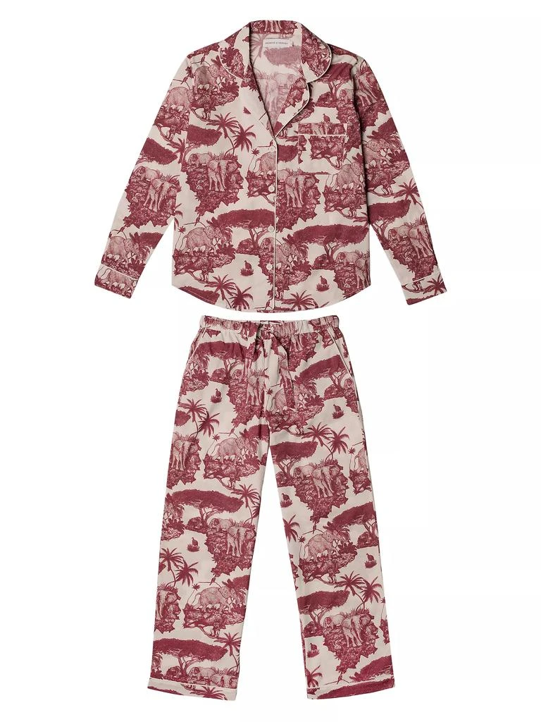 商品Desmond & Dempsey|Loxodonta Print Cotton Pajama Set,价格¥1823,第1张图片