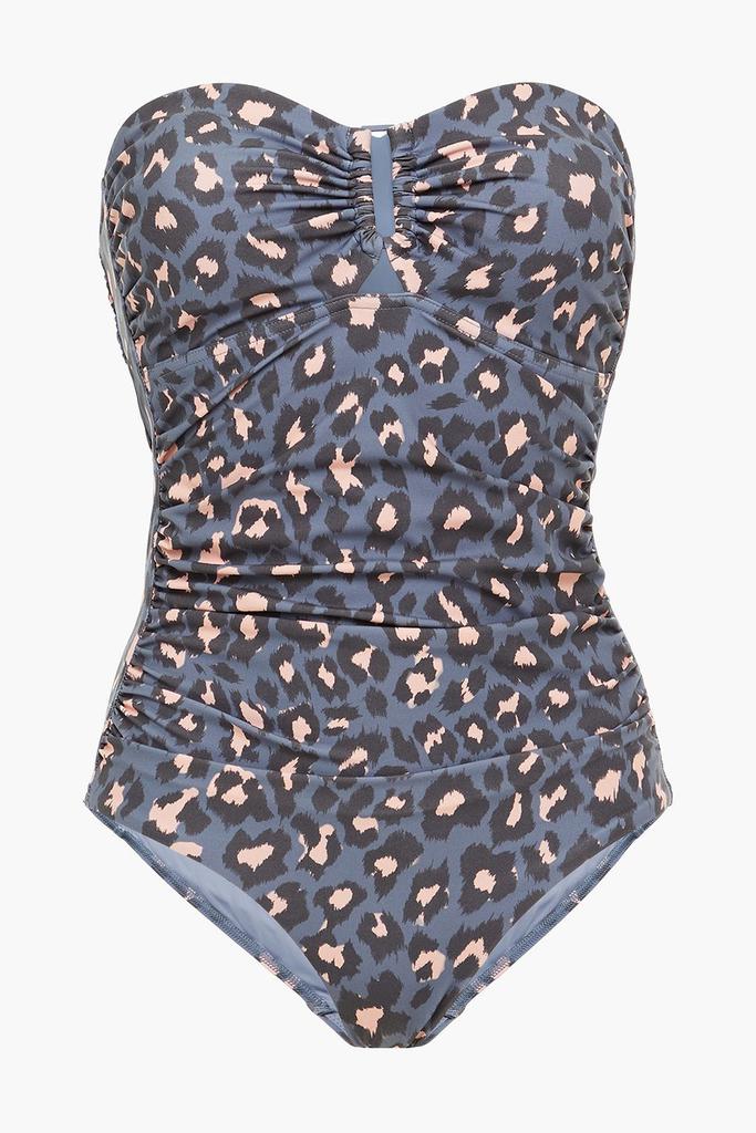Separates Rectangle Link ruched leopard-print bandeau swimsuit商品第1张图片规格展示