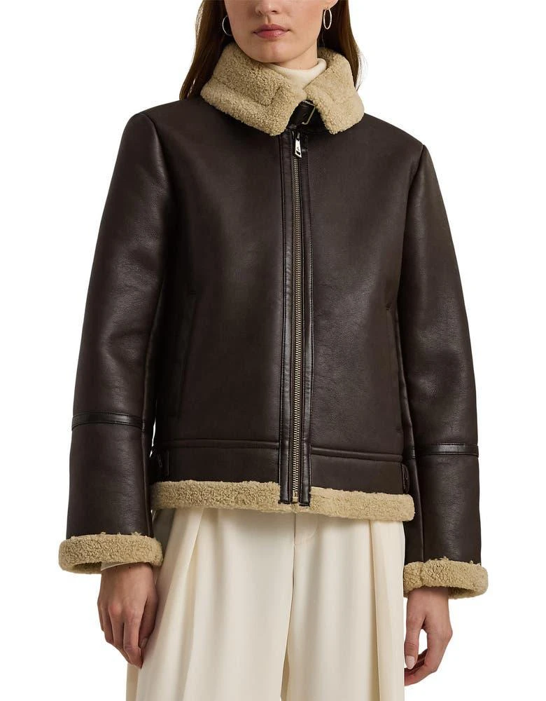 商品Ralph Lauren|Faux Leather & Faux Shearling Bomber Jacket,价格¥1376,第1张图片