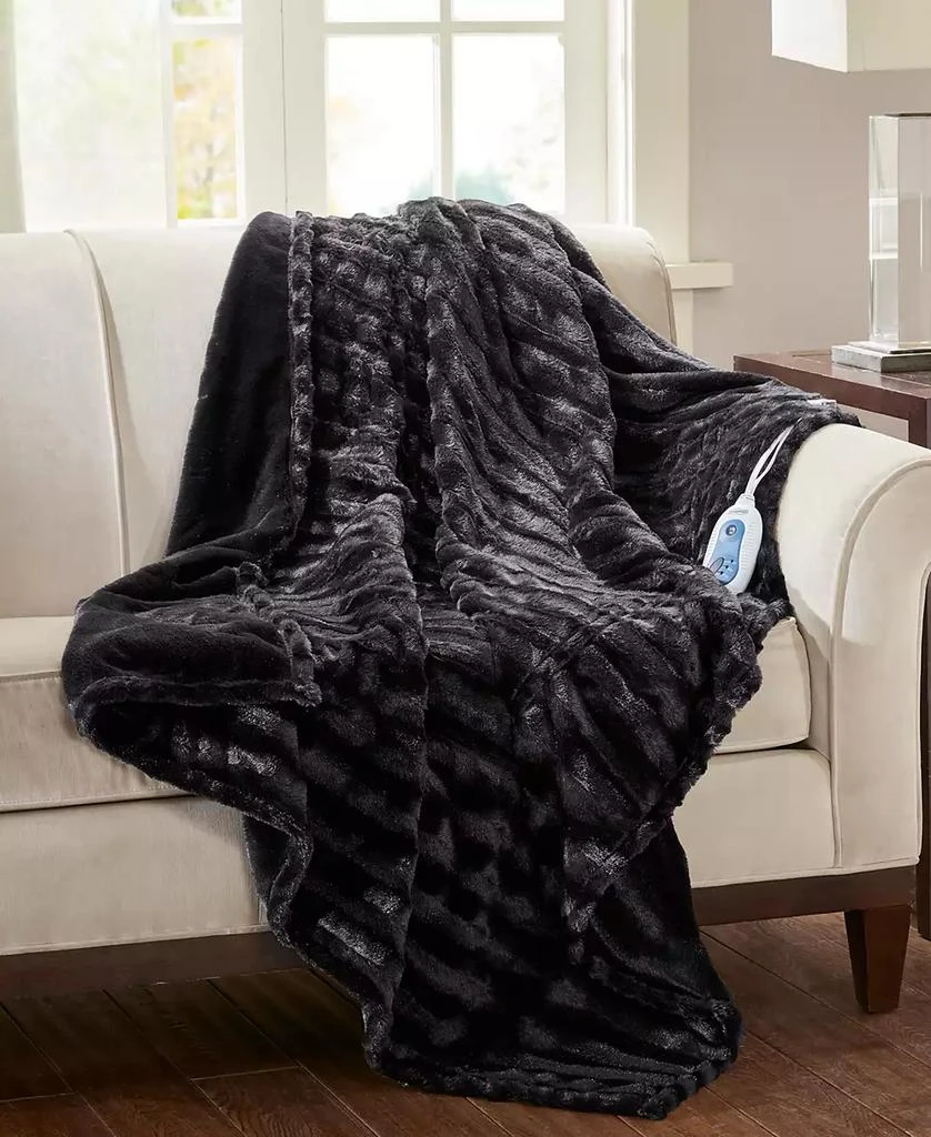 商品Beautyrest|Duke Ribbed Electric Faux-Fur Throw, 50" x 70",价格¥1241,第1张图片