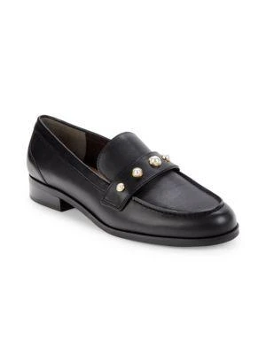 商品Stuart Weitzman|Owen Leather Faux Pearl Penny Loafers,价格¥1619,第2张图片详细描述