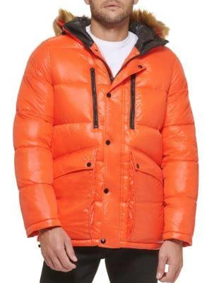 商品GUESS|Faux Fur Trim Hooded Puffer Jacket,价格¥698,第1张图片