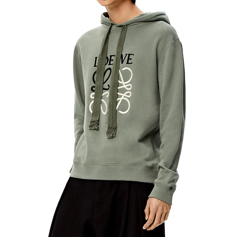 商品Loewe|【预售3-7天】LOEWE/罗意威 22年早春新款 男士旧军绿色棉质抓绒Anagram Logo刺绣连帽衫卫衣H526Y25X02-4640,价格¥5715,第5张图片详细描述
