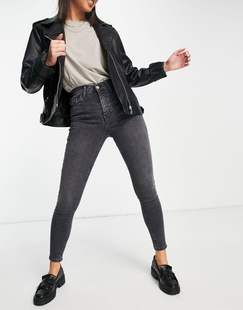 Topshop Jamie jeans in washed black商品第1张图片规格展示