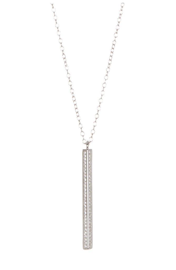 商品ADORNIA|White Rhodium Plated Swarovski Crystal Accented Bar Drop Necklace,价格¥143,第1张图片