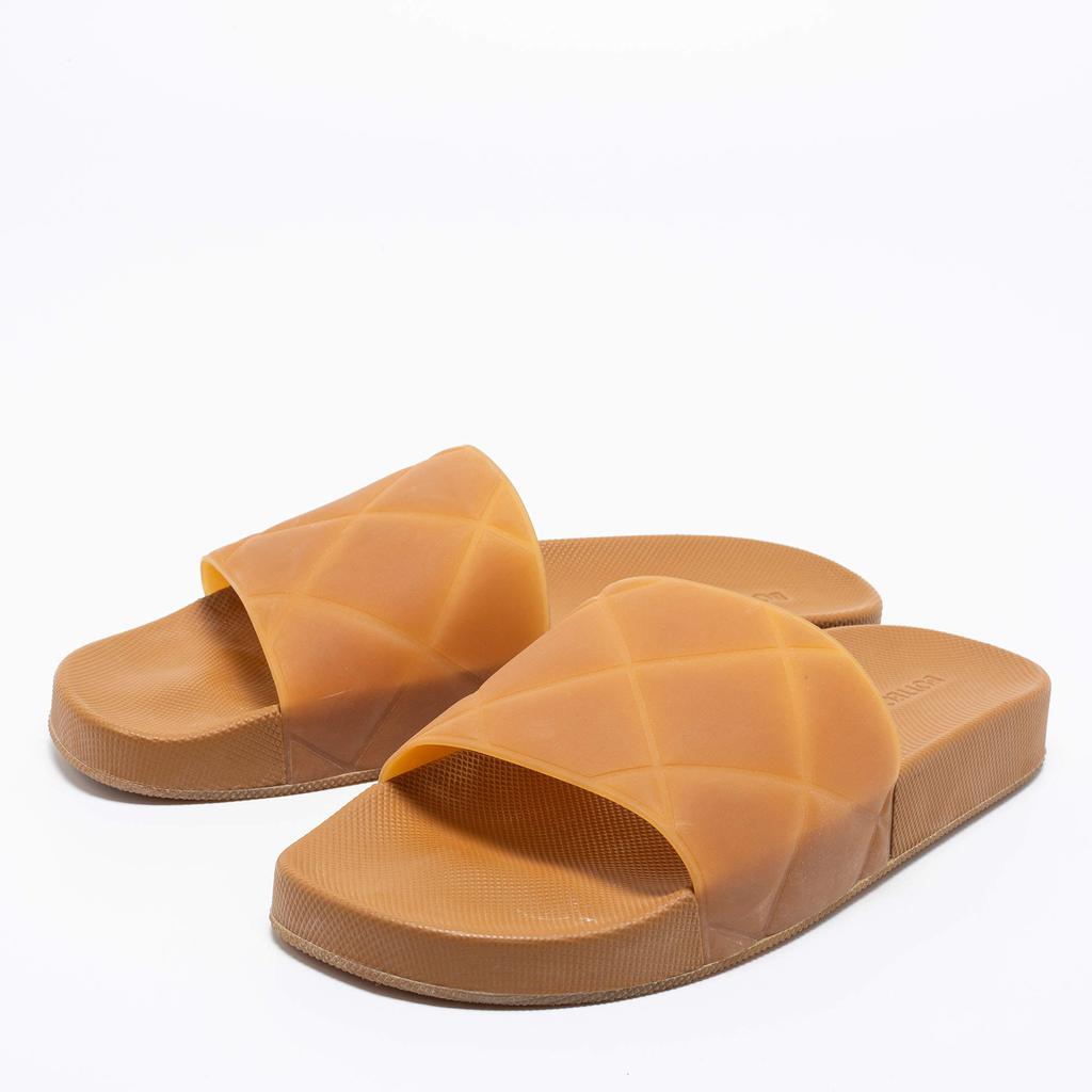 Bottega Veneta Brown Intrecciato Rubber Slide Sandals Size 42商品第2张图片规格展示