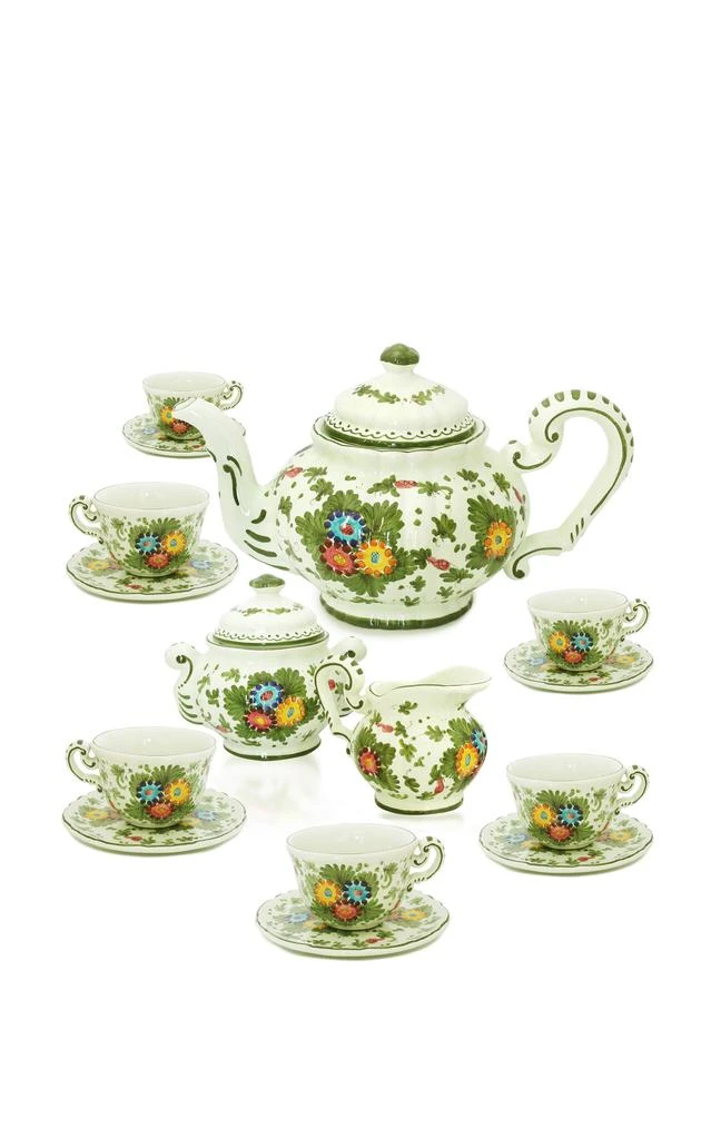 商品MoDA|Moda Domus - Fiorito by MODA DOMUS; Hand-painted Ceramic Tea Service Set - Green - Moda Operandi,价格¥8732,第1张图片