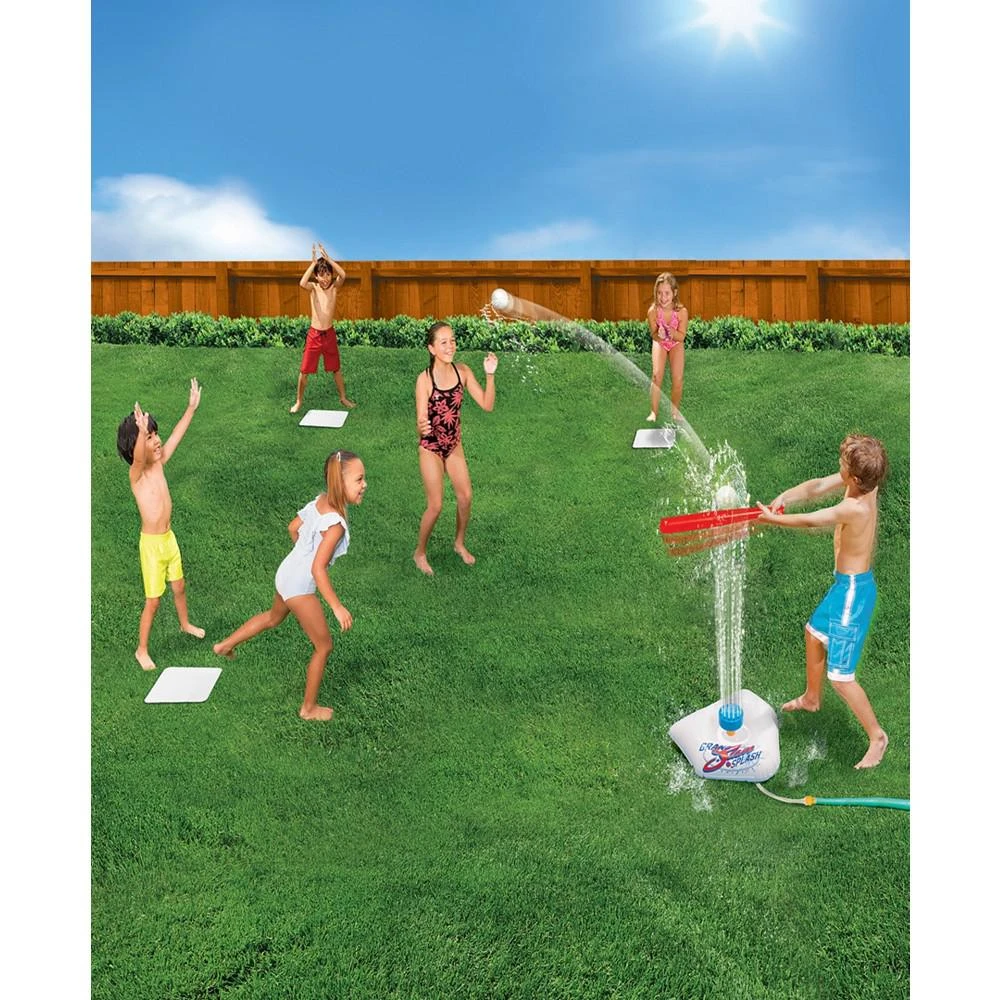 Splash Slam Baseball T-shirt Sprinkler Water Sports Game, Plastic Bat, 2 Plastic Balls, Home Plate Bases, Durable PVC Construction, Family Children Outdoor Water Toys, Backyard Batting Practice 商品