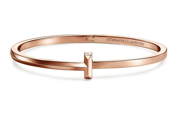 商品[国内直发] Tiffany & Co.|蒂芙尼 T1系列 窄式 玫瑰金 18K 手镯 男女同款情侣款,价格¥27144,第1张图片