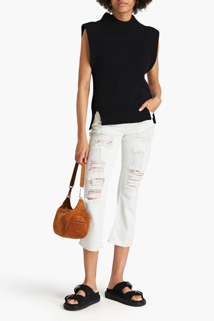 Cropped distressed  mid-rise straight-leg jeans商品第2张图片规格展示