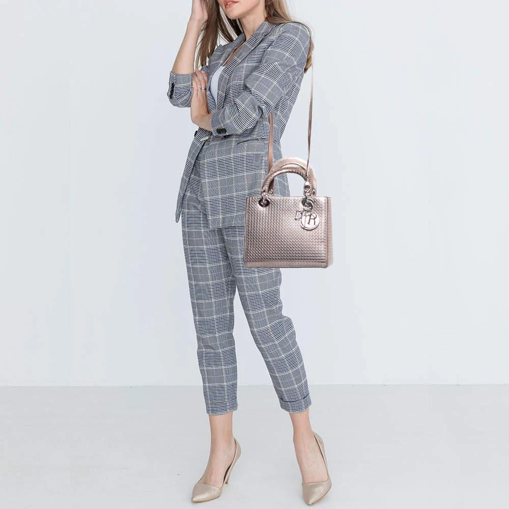 商品[二手商品] Dior|Dior Metallic Rose Gold Micro Cannage Laminated Leather Medium Lady Dior Tote,价格¥16263,第2张图片详细描述