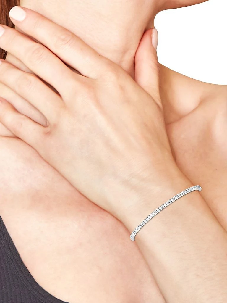 商品Saks Fifth Avenue Collection|14K White Gold & Round Lab-Grown Diamond Flexible Tennis Bangle/2.00-5.00 TCW,价格¥49396,第2张图片详细描述