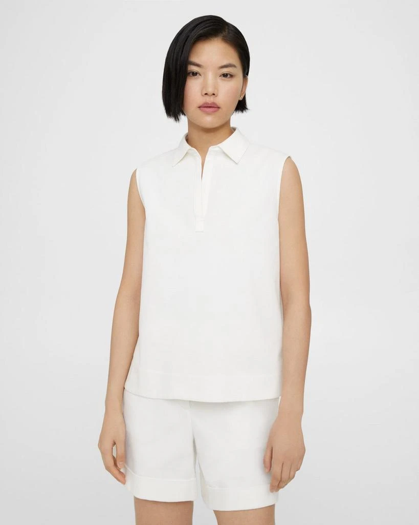 商品Theory|Sleeveless Polo Shell Top in Cotton Piqué,价格¥611,第1张图片