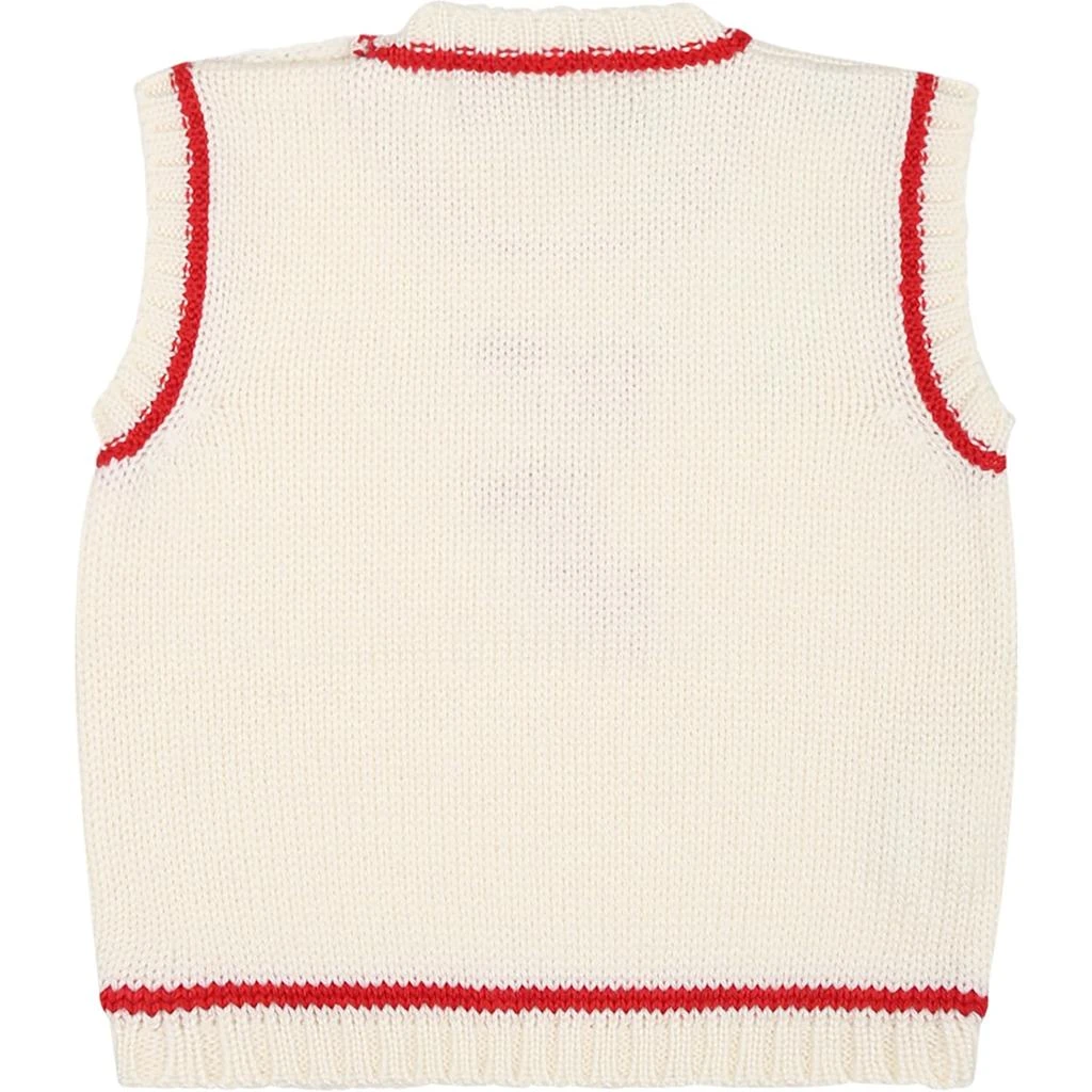 商品LA STUPENDERIA|White Vest Sweater For Baby Boy With Writing,价格¥1220,第2张图片详细描述