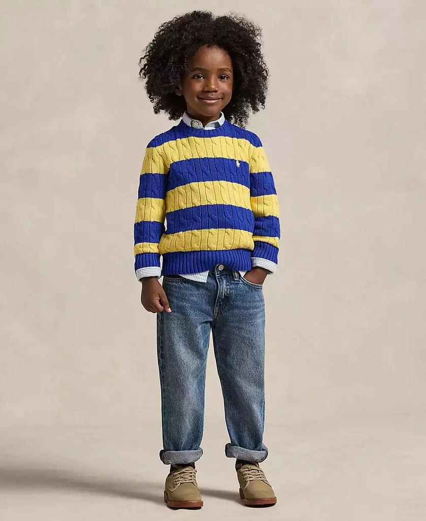 商品Ralph Lauren|Toddler and Little Boys Striped Cable-Knit Cotton Sweater,价格¥321,第2张图片详细描述