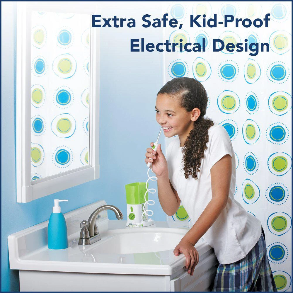 商品Waterpik|Waterpik Water Flosser for Kids, Countertop Water Flosser for Children and Braces, WP-260, Green,价格¥339,第3张图片详细描述