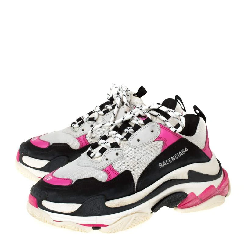 商品[二手商品] Balenciaga|Balenciaga Pink Mesh And Leather Triple S Clear Sole Platform Sneakers Size 39,价格¥4258,第4张图片详细描述