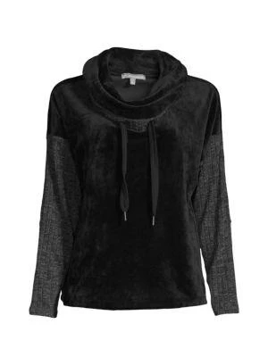 商品Democracy|Faux Leather-Trim Velour Top,价格¥119,第3张图片详细描述