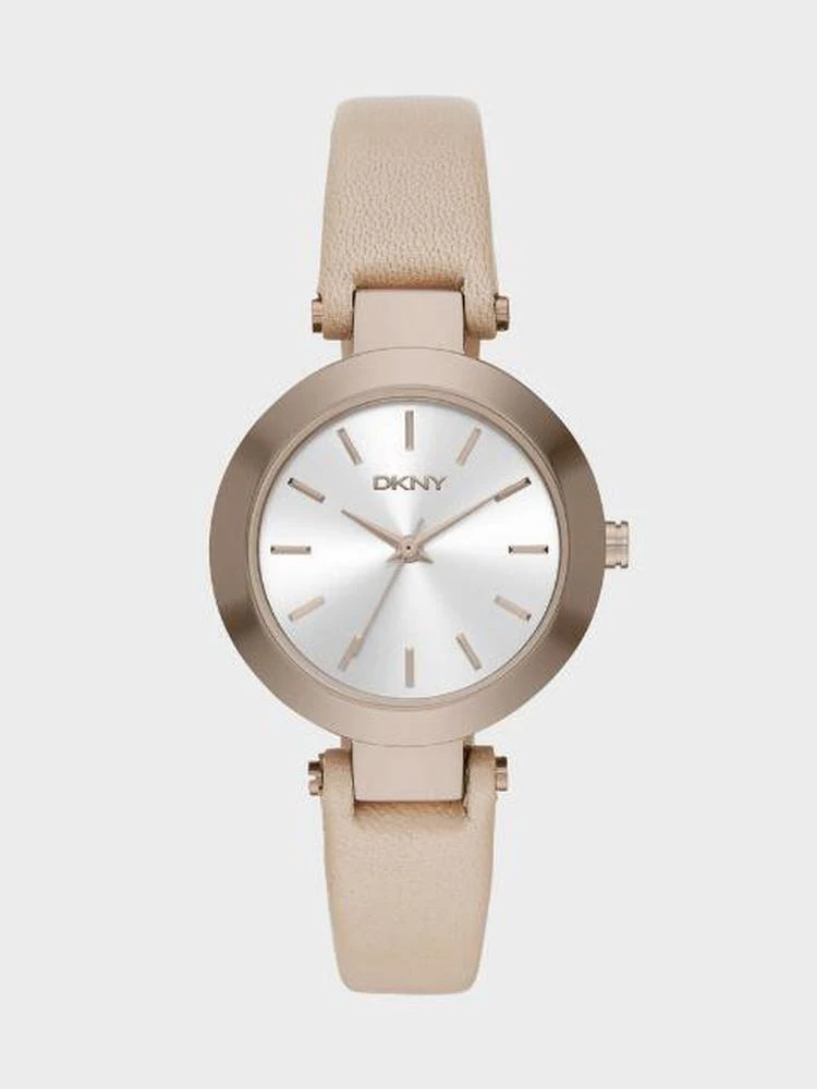 商品DKNY|Stanhope Beige Leather 3 Hand Watch,价格¥908,第1张图片