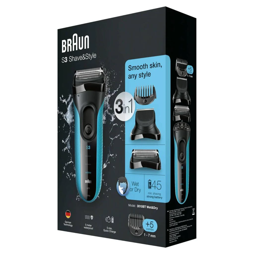 Braun Series 3 ProSkin 3010BT Electric Shaver, Blue 商品