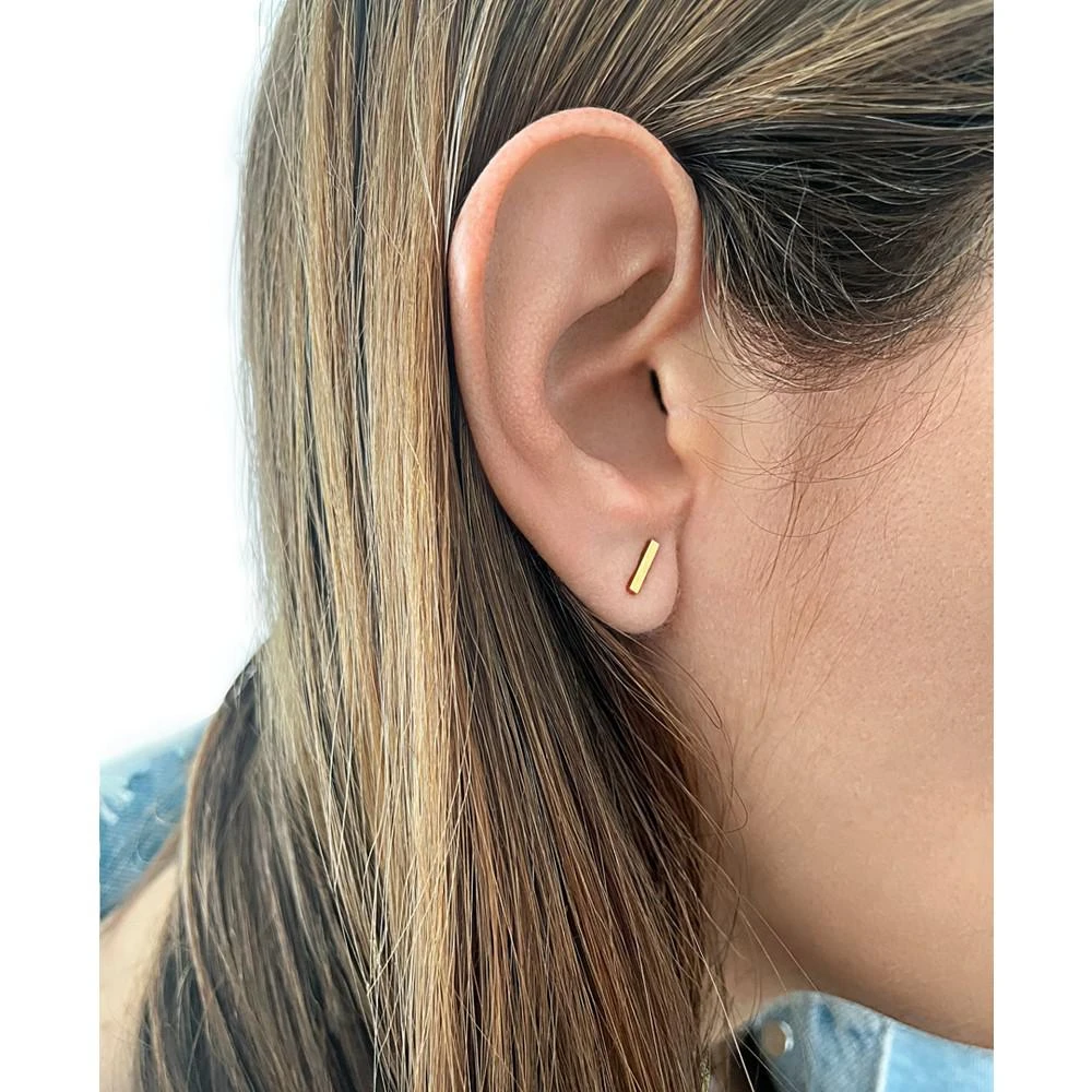 商品ADORNIA|14k Gold-Plated Bar Stud Earrings,价格¥145,第2张图片详细描述