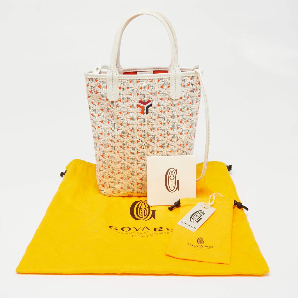 Goyard White/Orange Goyardine Coated Canvas and Leather Poitiers Claire-Voie Tote商品第9张图片规格展示