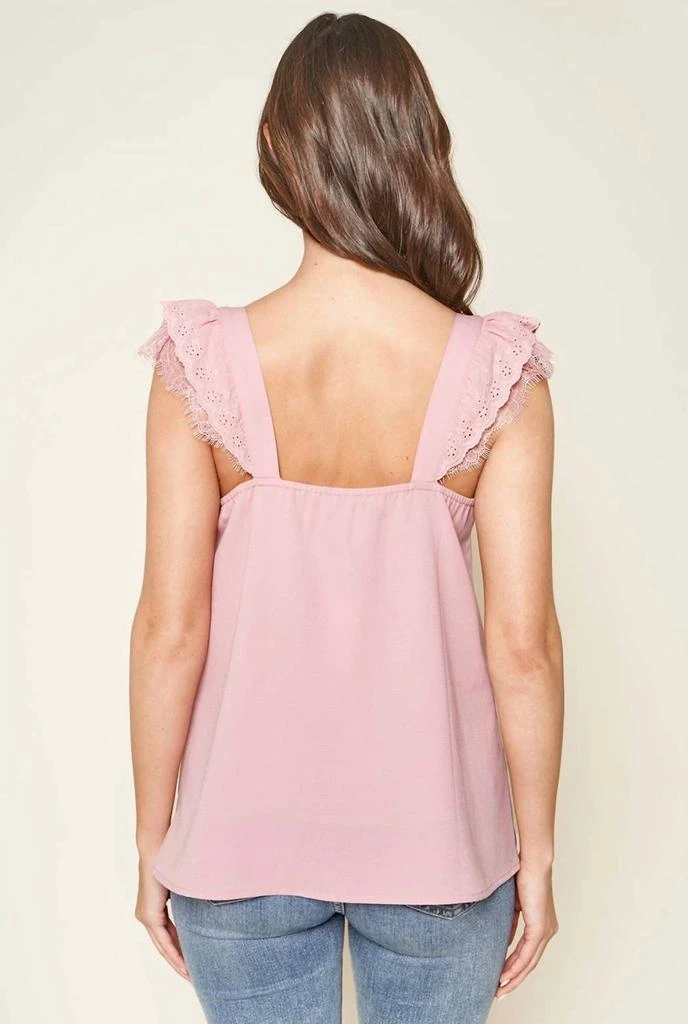 商品Sugarlips|Chiffon Eyelet Trim Cami In Mauve,价格¥263,第2张图片详细描述