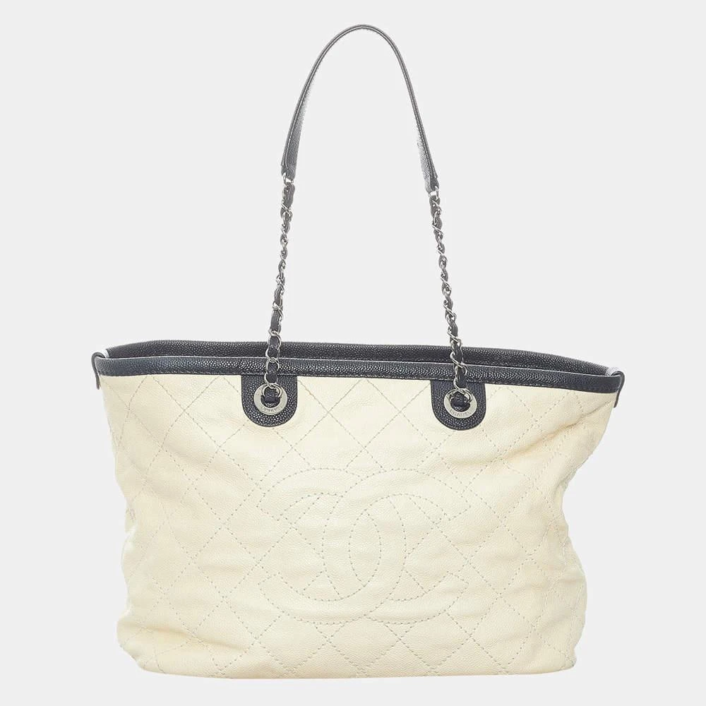商品[二手商品] Chanel|Chanel Black/White Caviar Shopping Tote Bag,价格¥14600,第1张图片