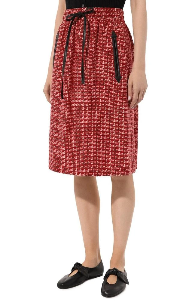 商品Gucci|Red Jacquard GG Drawstring Skirt,价格¥9584,第3张图片详细描述