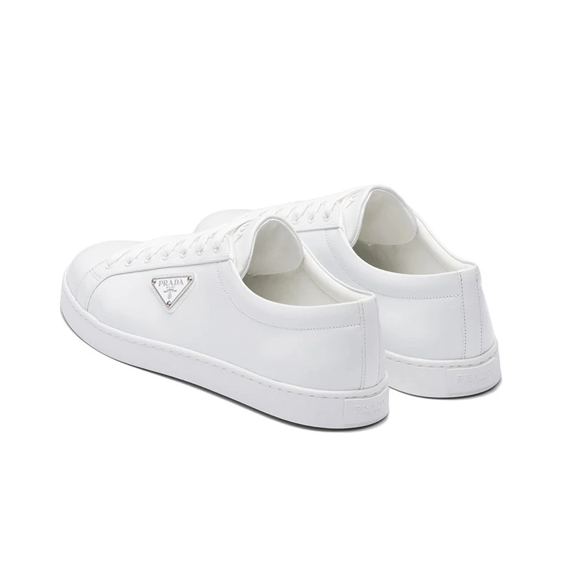 商品Prada|【预售3-7天】PRADA/普拉达  男士白色亮面皮革运动鞋2EE376_3F0E_F0009,价格¥5426,第5张图片详细描述