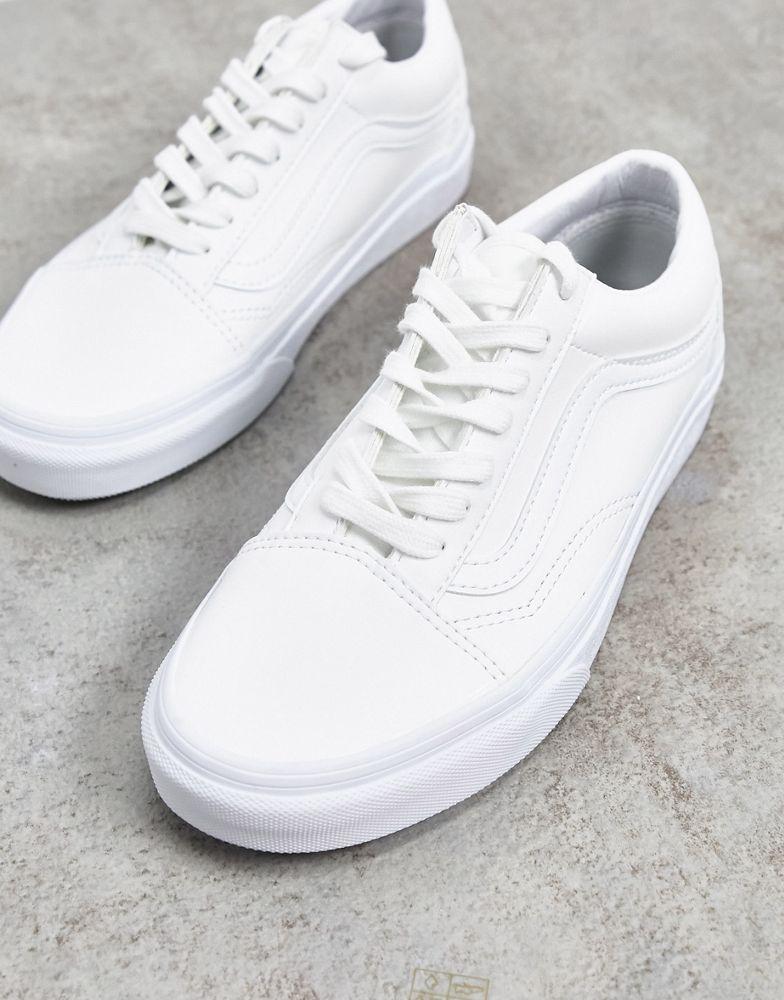 Vans Old Skool faux leather trainers in white商品第1张图片规格展示