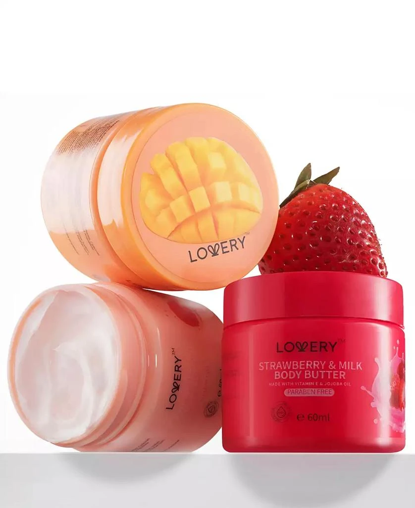 商品Lovery|Pink Grapefruit, Mango, Strawberry Scented Whipped Body Butter, 3-Pack Body Care Gift Set,价格¥141,第1张图片