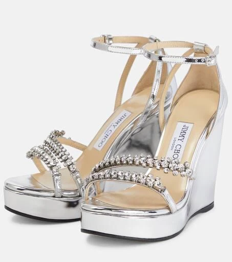 商品Jimmy Choo|Bing Wedge 120 metallic sandals,价格¥5033,第5张图片详细描述