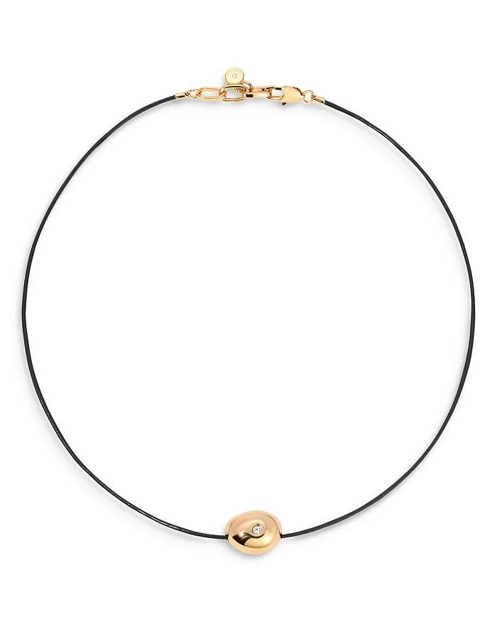 商品Ettika Jewelry|Pavé Polished Pebble Leather Pendant Necklace in 18K Gold Plated, 16"-17",价格¥371,第2张图片详细描述