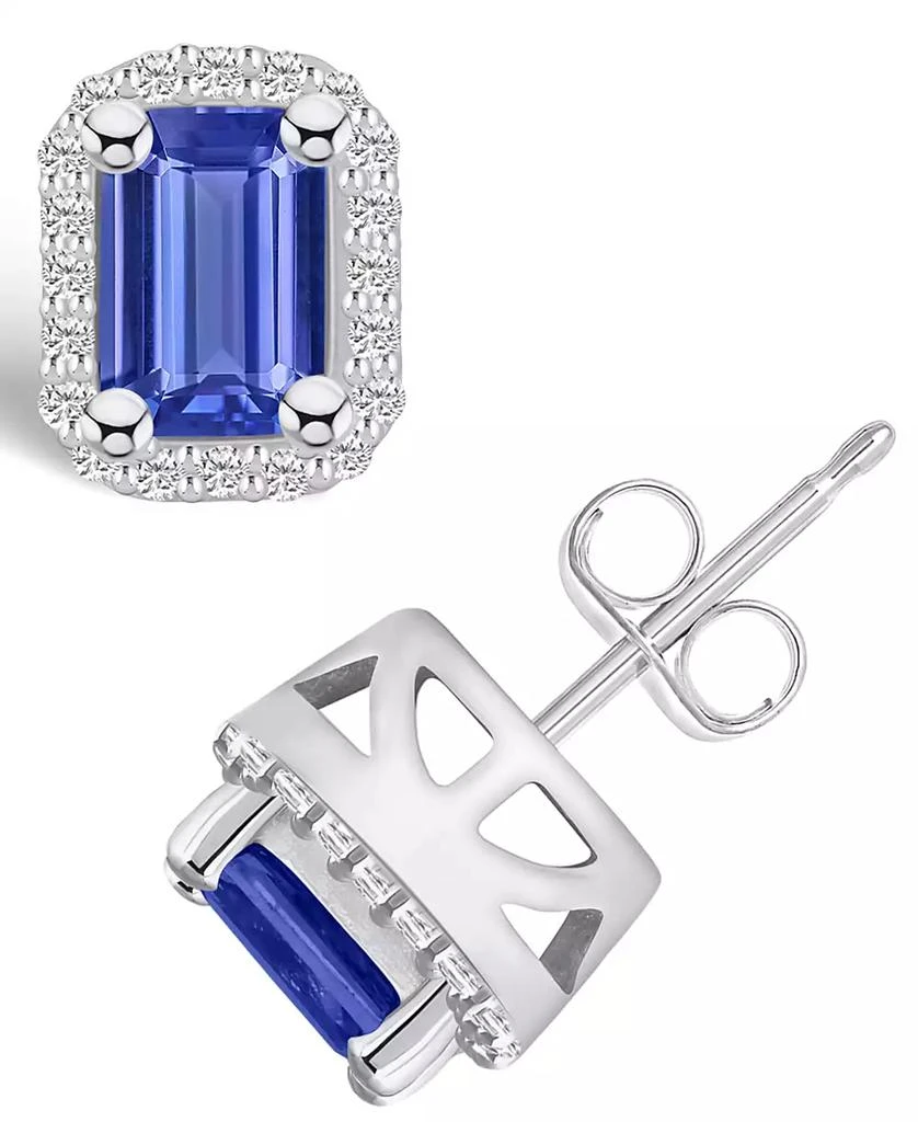 商品Macy's|Tanzanite (1-1/10 Ct. t.w.) and Diamond (1/5 Ct. t.w.) Halo Stud Earrings,价格¥8376,第1张图片