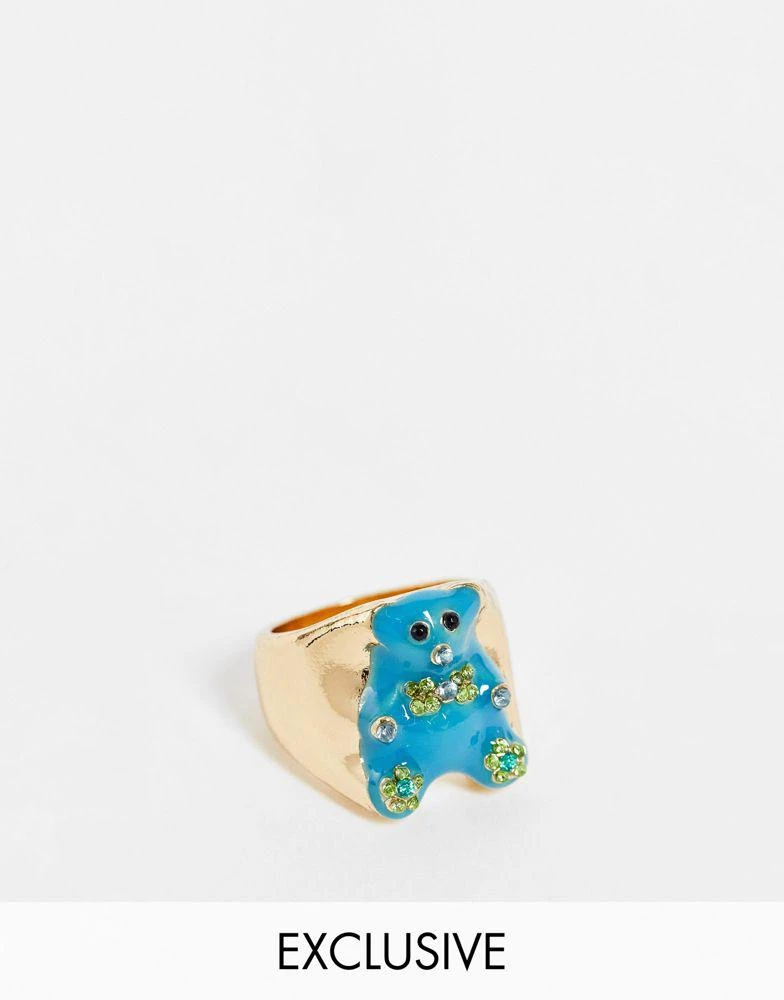 商品Reclaimed Vintage|Reclaimed Vintage inspired chunky ring with teddy bear in gold,价格¥41,第1张图片