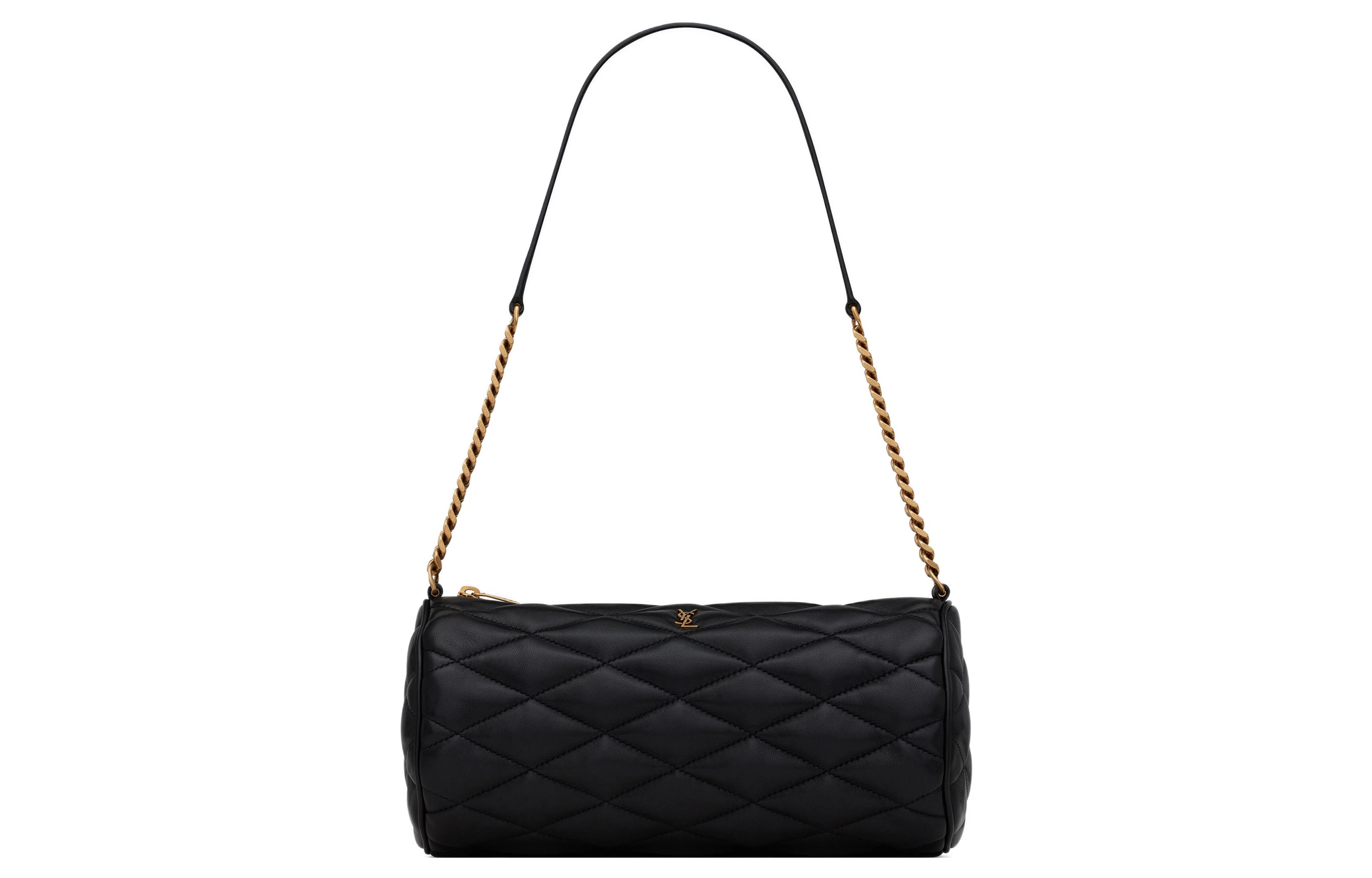 商品[国内直发] Yves Saint Laurent|圣罗兰 YSL Sade 金标Logo菱形纹绗缝链条 羊皮革 圆筒包腋下包手提单肩包 小号 女款 黑色,价格¥10651,第1张图片