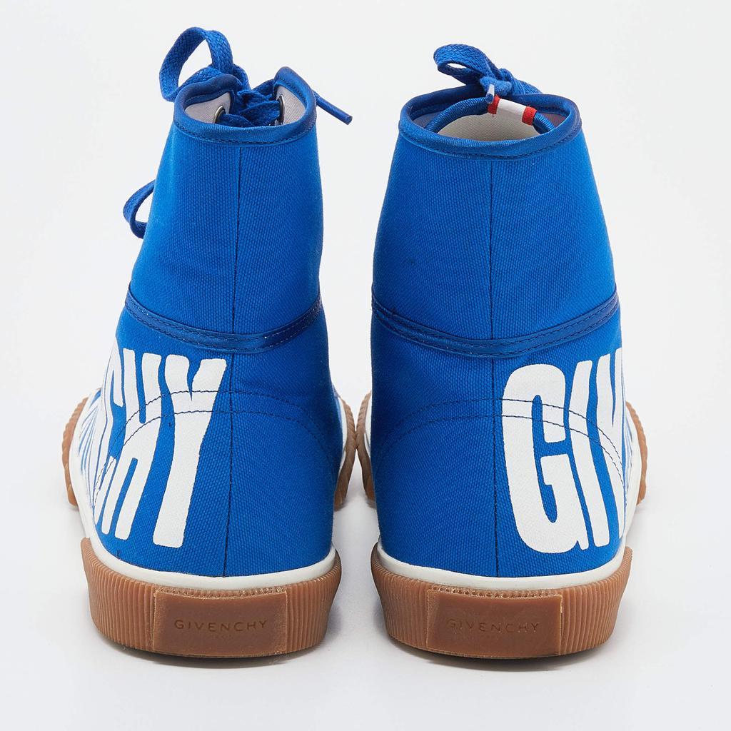 商品[二手商品] Givenchy|Givenchy Blue Canvas Boxing High Top Sneakers Size 37,价格¥1325,第7张图片详细描述