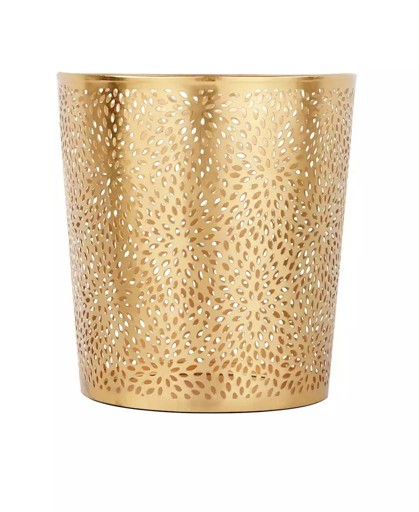商品CosmoLiving|Small, Round, Glam Style Metallic Pierced Metal Waste Basket with Chrysanthemum Pattern,价格¥645,第3张图片详细描述