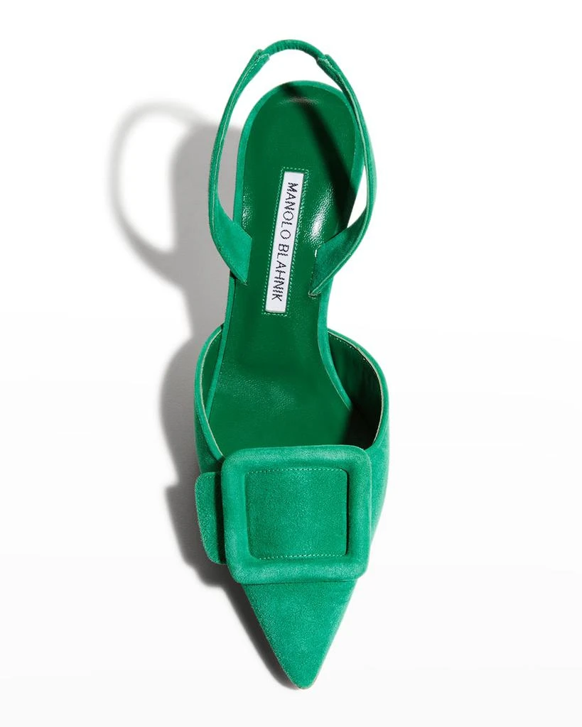 商品Manolo Blahnik|Maysli Buckle Suede Slingback Pumps,价格¥3915,第5张图片详细描述